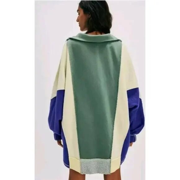 NWT Free People Sidewalk Sweatshirt Mallard Combo size- MEDIUM - Picture 3 of 5